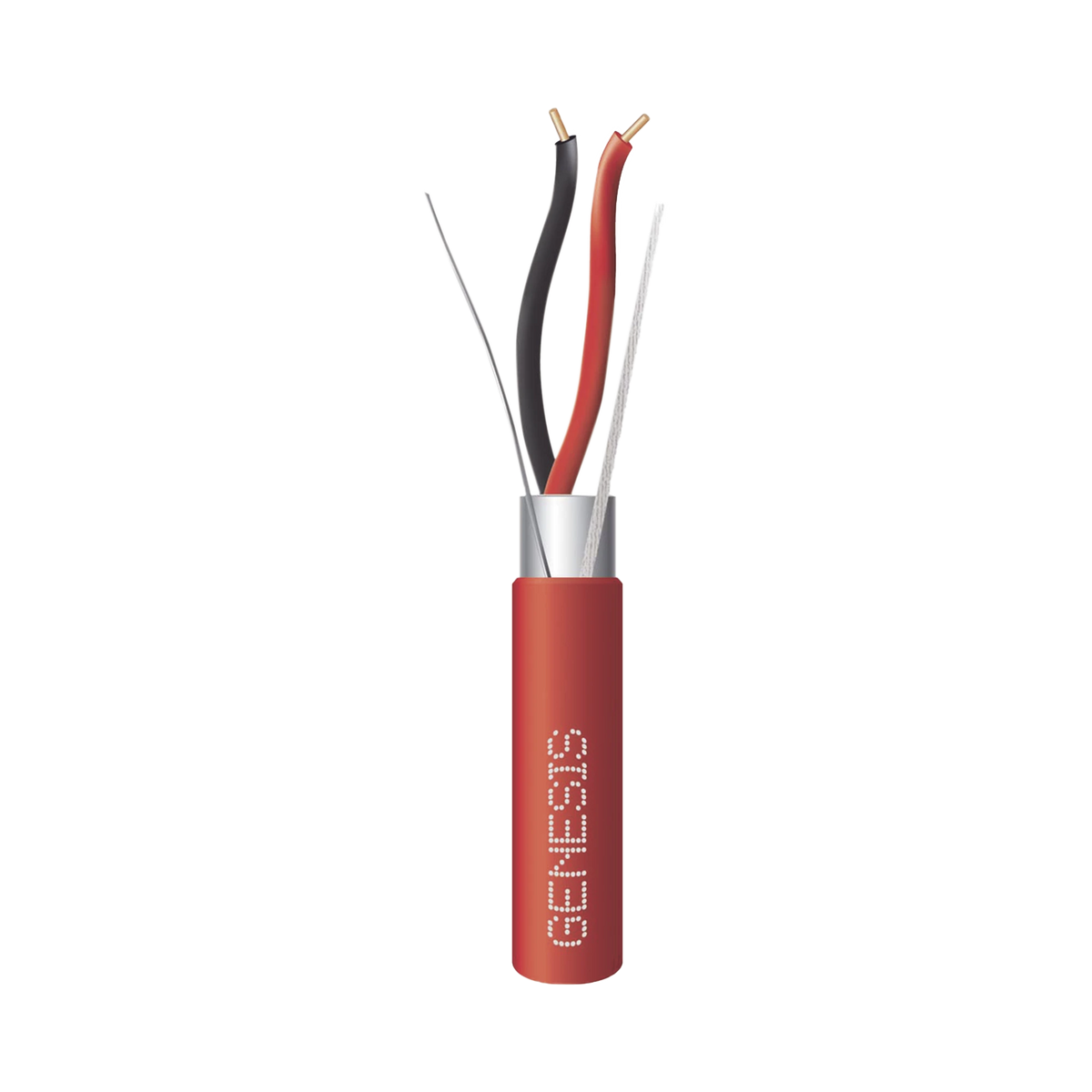 Bobina de 152 Metros (500 Pies) de Alambre / 2 x 16 AWG / Riser / Blindado / Tipo FPLR / Color Rojo / Para Aplicaciones en Sistemas de Detección de Incendio y Sistemas de Evacuación