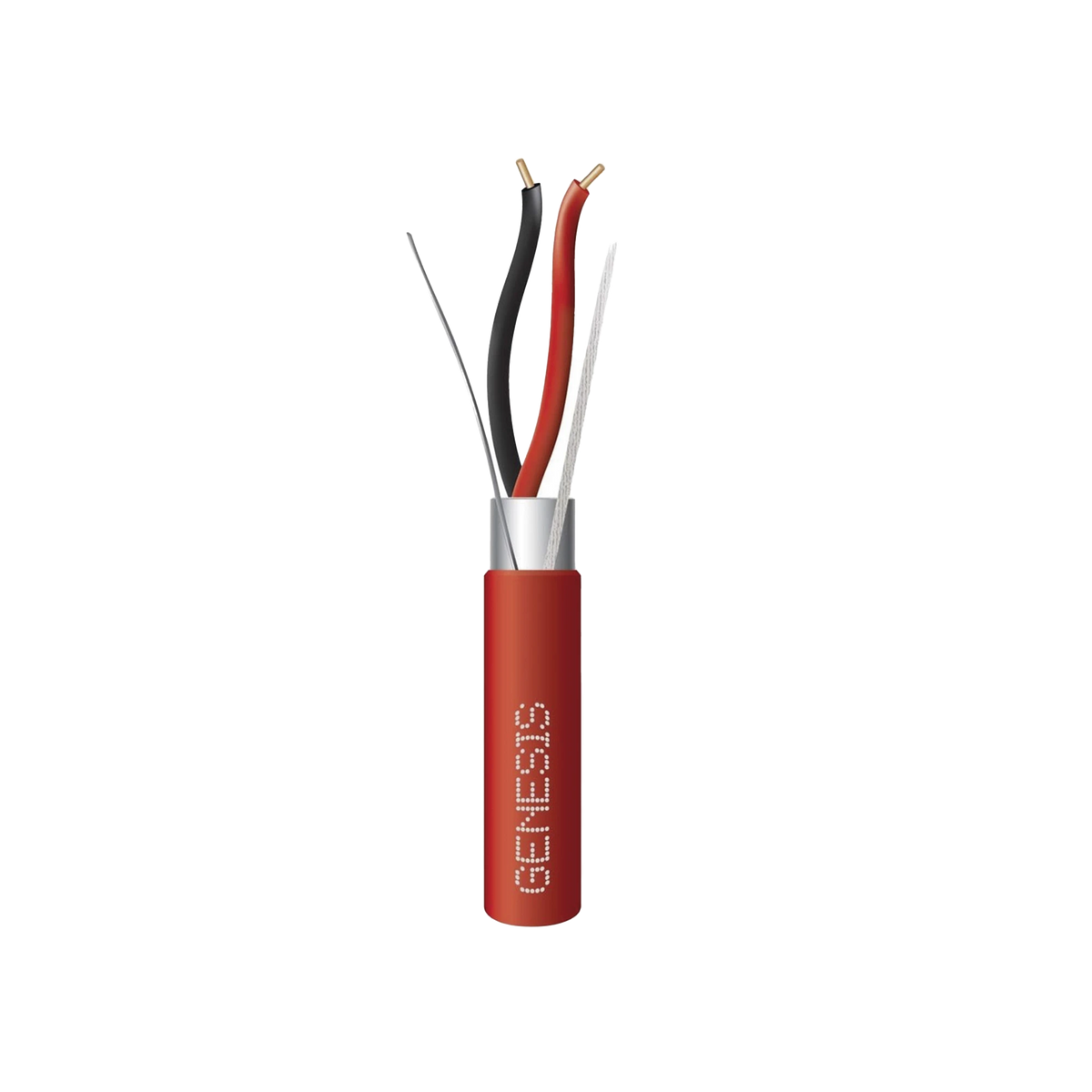 Bobina de 152 Metros (500 Pies) de Alambre / 2 x 16 AWG / Riser / Blindado / Tipo FPLR / Color Rojo / Para Aplicaciones en Sistemas de Detección de Incendio y Sistemas de Evacuación