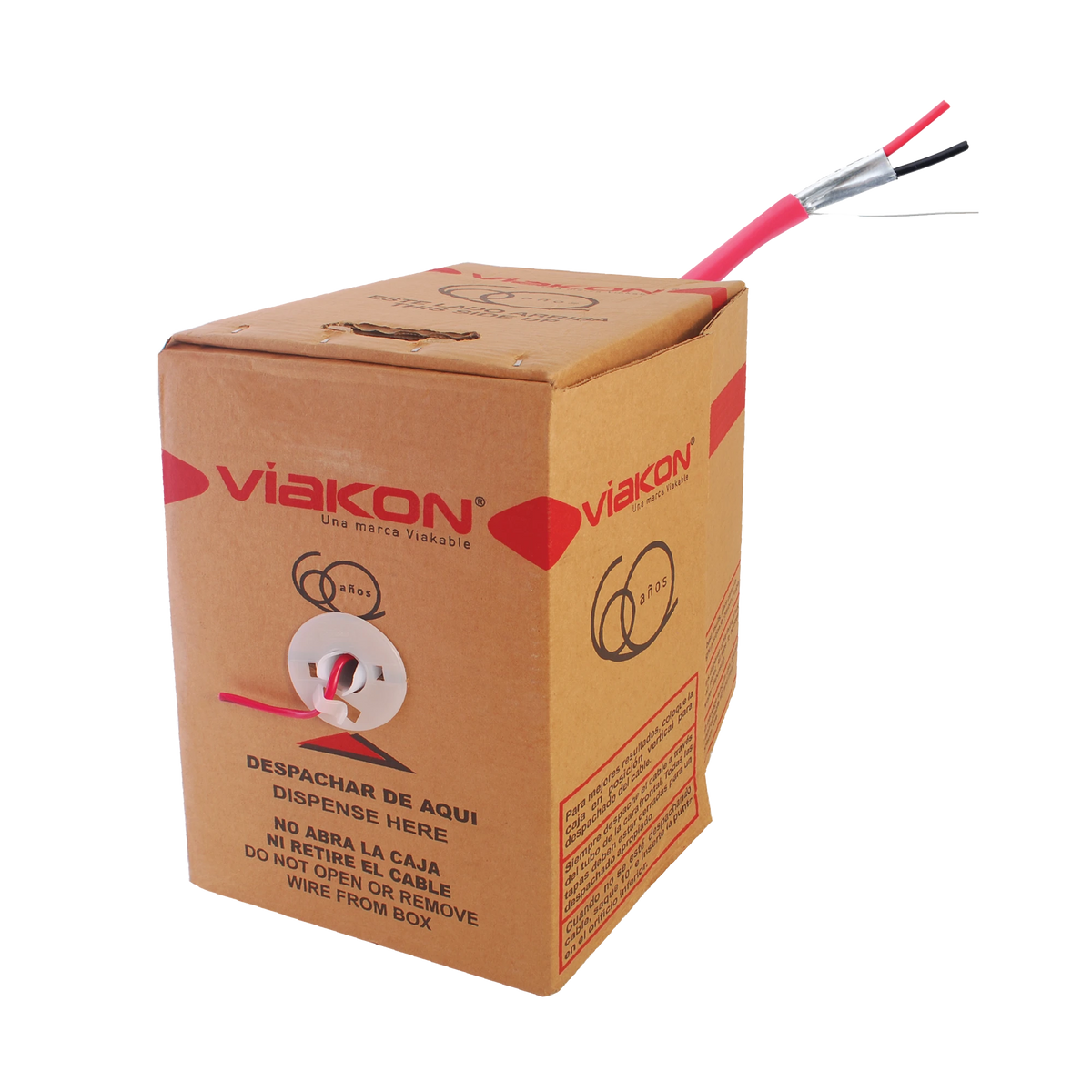 Carrete de Alambre 305 Metros (1000 Pies) / 2 x 16 AWG / Riser / Color Rojo / Tipo FPLR, CL3R, (UL) FT4 / Para Aplicaciones en Sistemas de Detección de Incendio y Sistemas de Evacuación