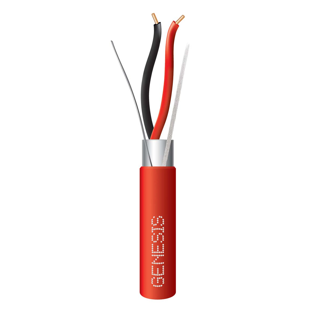 Bobina de 305 Metros (1000 Pies) de Alambre / 2 x 16 AWG / Riser / Para Aplicaciones de Incendio FPLR / Blindado Sólido Color Rojo