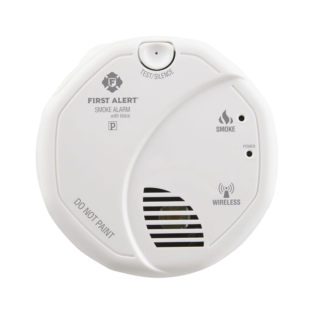 Alarma de Humo con Interconexión Inalámbrica / Advertencia de Voz con Ubicación / Sensor Fotoeléctrico / Baterías AA Reemplazables / 85 dB a 10 pies / Rango de Temperatura 4.4°C a 37.8°C / Cumple UL217