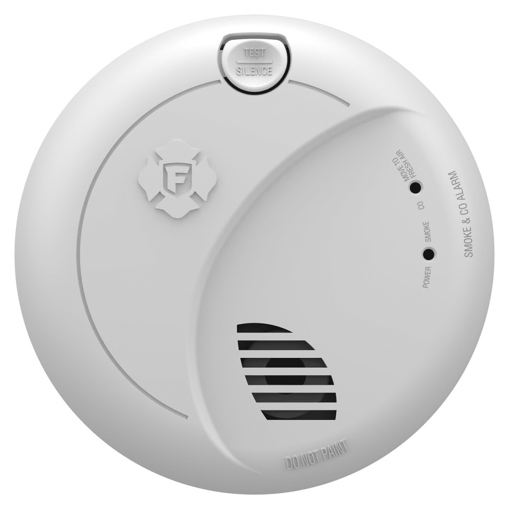 Alarma de Humo y Monóxido de Carbono AC / Batería Sellada de 10 Años / Advertencia de Voz con Ubicación / Indicador de Alarma con Bloqueo / Sensor Fotoeléctrico y Electroquímico / Interconexión de hasta 18