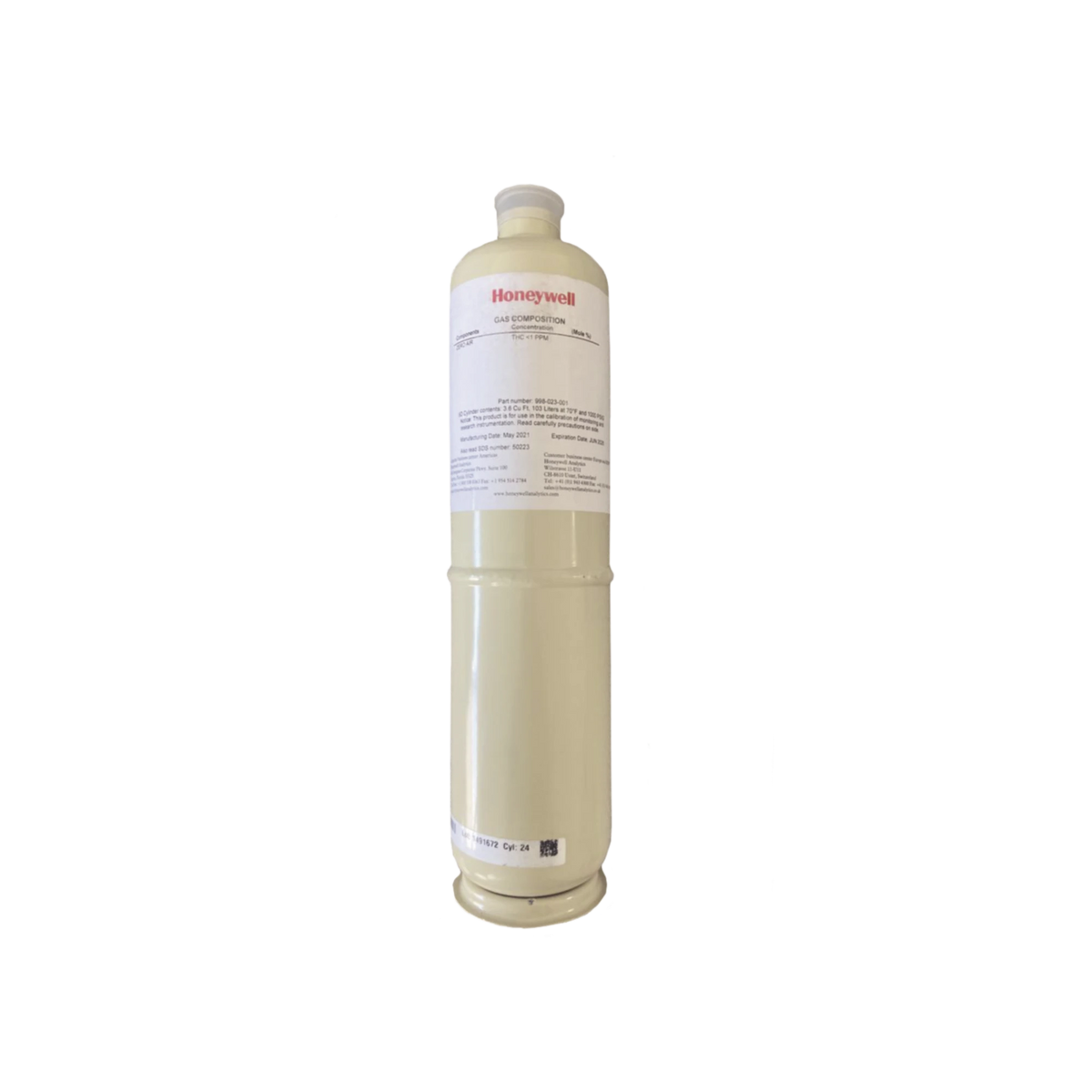 Cilindro Para Calibración De Metano/Air (CH4), Balance Aire, Concentración 50% LEL, Capacidad 103 L, Dimensiones 5/8" x 18" Para Serie XNX/XCD/S3K Gases Combustibles