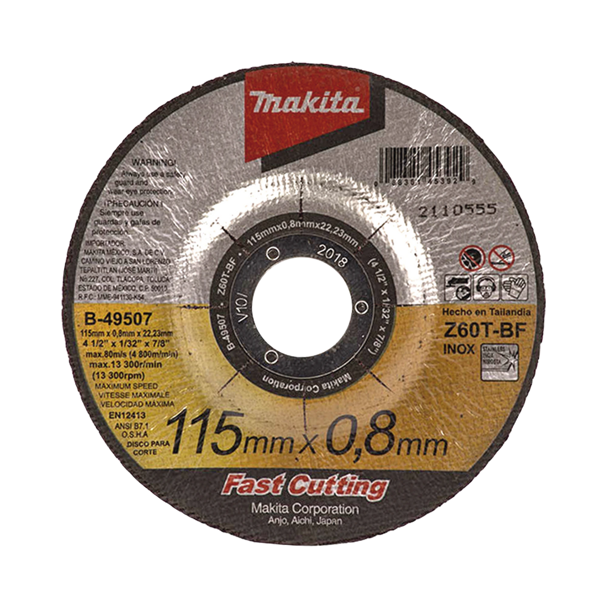 Disco de corte para metal de 4 1/2"