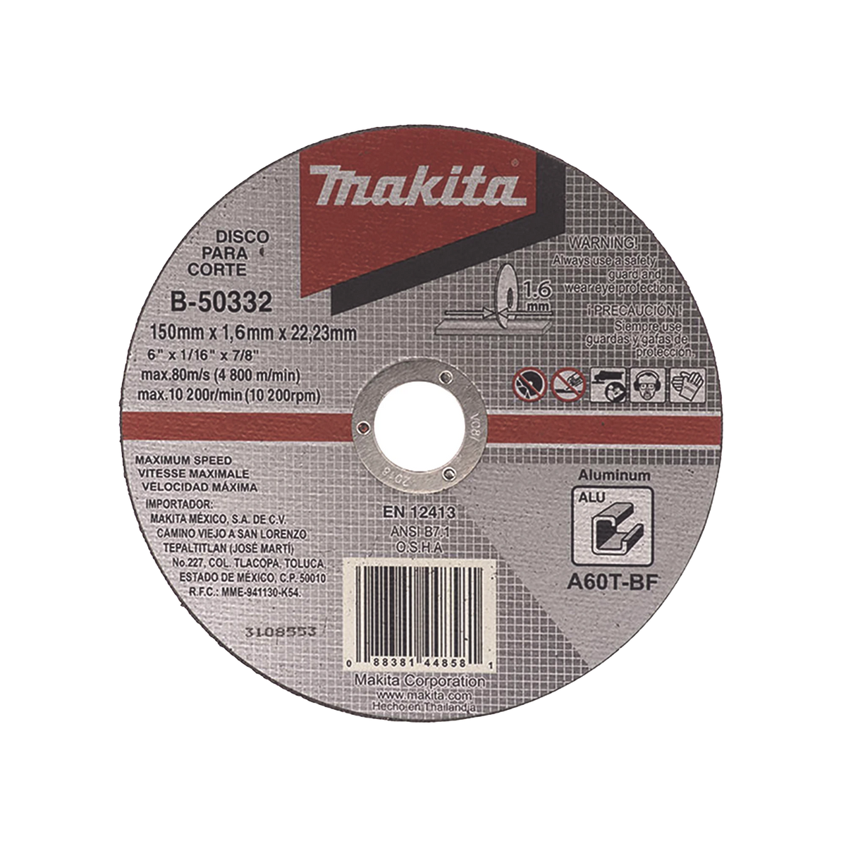 Disco de corte para metal de 7"
