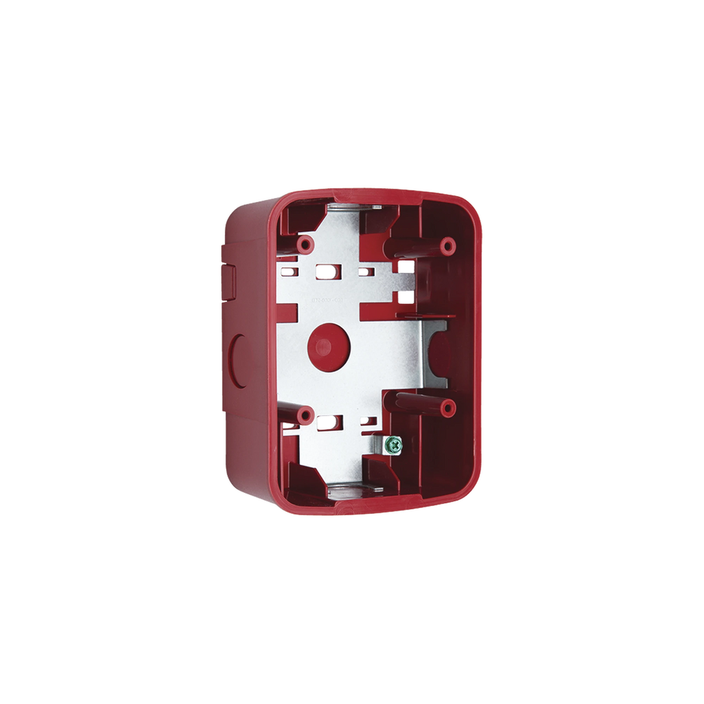 Caja de Montaje en Pared para Bocina y Bocina con Lampara Estroboscopica y para montaje en Techo de Bocinas, Color Rojo