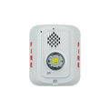 Sirena con Lámpara LED Estroboscópica / a 2 Hilos / Montaje en Pared / 24 Vcd / Configuración Estroboscópica Seleccionable / Texto en Inglés / Color Blanca
