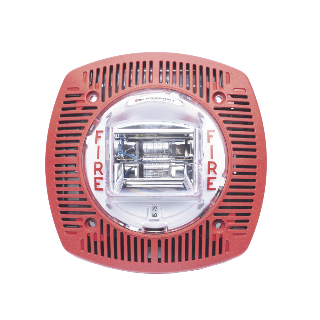 Bocina con Lámpara Estroboscópica para Instalación en Techo con Configuración Estroboscópica Seleccionable, Color Rojo
