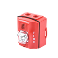 Sirena con Lámpara Estroboscópica / para Exterior / a 2 Hilos / Montaje en Pared / 12 o 24 Vcd / Configuración Estroboscópica Seleccionable / Texto en Inglés / Incluye Caja de Montaje / Color Rojo