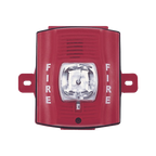 Sirena con Lámpara Estroboscópica / 4 Hilos / Montaje en Pared / 12 o 24 Vcd / Configuración Estroboscópica Seleccionable / Texto en Inglés / Color Rojo