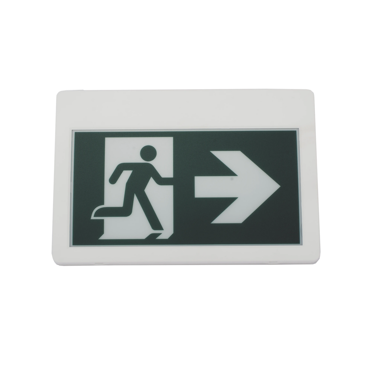 Letrero LED de Señalización de salida "Hombre Corriendo"/ Alto brillo / Uso en pared, lateral o techo / Batería de Respaldo Incluida con hasta 120 minutos de duracion