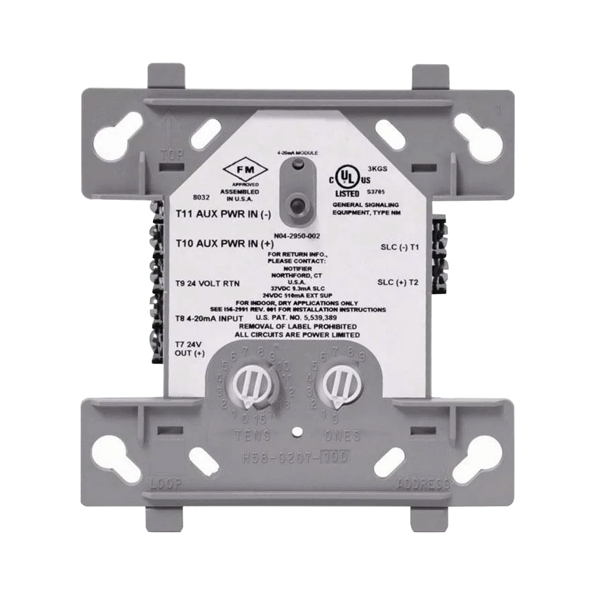 Módulo de entrada Analógica 4-20 mA / Direccionable / Compatible solo con NFS2-3030 / Tecnología FlashScan® de NOTIFIER